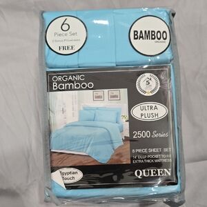 Five Star Home Fashion- BAMBOO Organic Light Blue 6 Piece Set - Queen Size